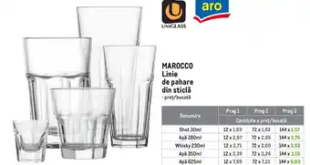 Metro MAROCCO Linie de pahare din sticlă Ofertă