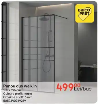 Panou dus walk in