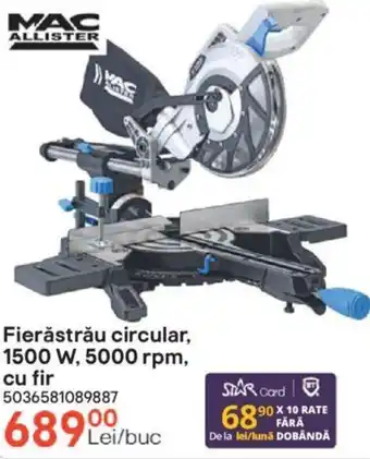 Brico Depôt Fierăstrău circular, 1500 W, 5000 rpm, cu fir Ofertă