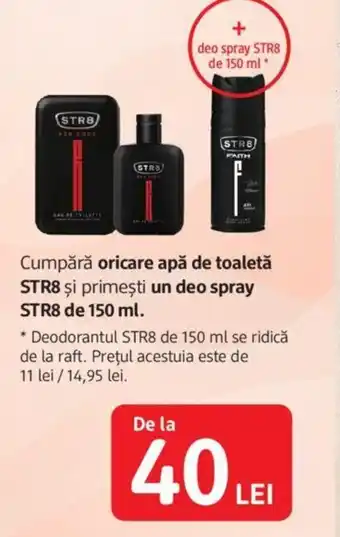 DM Cumpără oricare apă de toaletă STR8 şi primeşti un deo spray STR8 de 150 ml. Ofertă