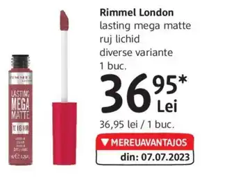 DM Rimmel London lasting mega matte ruj lichid Ofertă