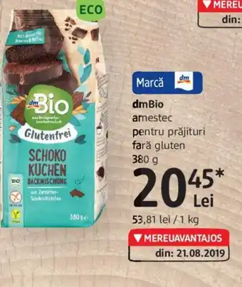 dmBio amestec pentru prăjituri fară gluten 380 g