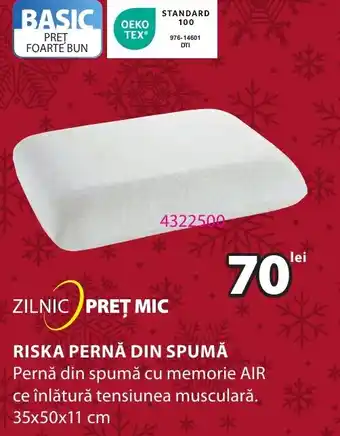 JYSK RISKA PERNĂ DIN SPUMĂ Ofertă