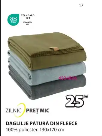 JYSK DAGLILJE PĂTURĂ DIN FLEECE Ofertă