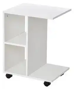 Favi Homcom masa livingroom cu 2 rafturi deschise si 4 roti pivotante, pal, 45x35x58cm, alb Ofertă