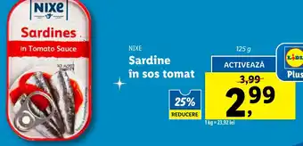 Lidl NIXE Sardine în sos tomat Ofertă