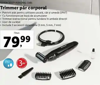 Lidl SILVERCREST® PERSONAL CARE Trimmer păr corporal Ofertă