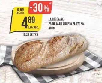 Mega Image LA LORRAINE PÂINE ALBĂ COAPTĂ PE VATRĂ, 400G Ofertă