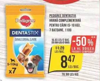 Mega Image PEDIGREE DENTASTIX HRANĂ COMPLEMENTARA PENTRU CAINI (5-10 KG), 7 BATOANE, 110G Ofertă
