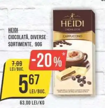 Mega Image HEIDI CIOCOLATĂ, DIVERSE SORTIMENTE, 90G Ofertă