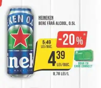 Mega Image HEINEKEN BERE FARA ALCOOL, 0.5L Ofertă