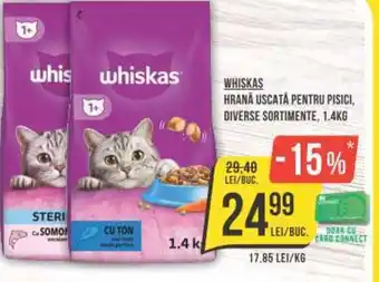 Mega Image WHISKAS HRANA USCATA PENTRU PISICI, DIVERSE SORTIMENTE, 1.4KG Ofertă