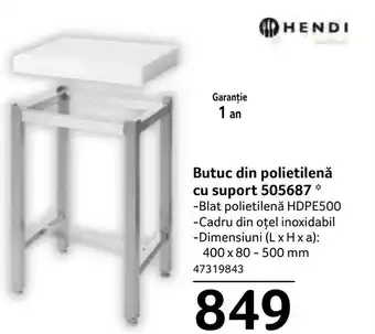 Selgros Butuc din polietilenă cu suport 505687 Ofertă