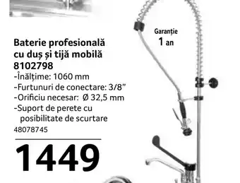 Baterie profesională cu duș și tijă mobilă 8102798