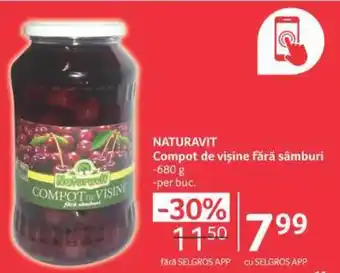 Selgros NATURAVIT Compot de vişine fără sâmburi Ofertă