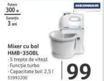 Mixer cu bol HMB-350BL