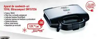 Carrefour Aparat de sandwich-uri TEFAL Ultracompact SM157236 Ofertă