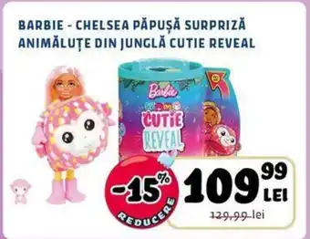 BARBIE - CHELSEA PĂPUSĂ SURPRIZĂ ANIMĂLUŢE DIN JUNGLĂ CUTIE REVEAL