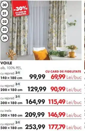 VOILE alb, 100% PES,