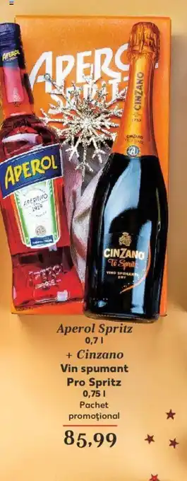 Kaufland Aperol Spritz 0,7 l. + Cinzano Vin spumant Pro Spritz 0,75 l. Ofertă