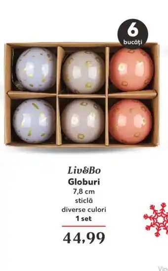 Kaufland Liv&Bo Globuri 7,8 cm sticlă diverse culori 1 set Ofertă