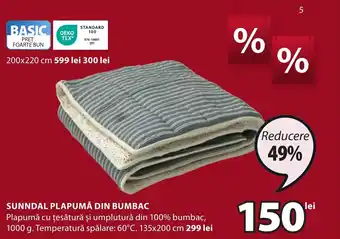 JYSK SUNNDAL PLAPUMĂ DIN BUMBAC Ofertă