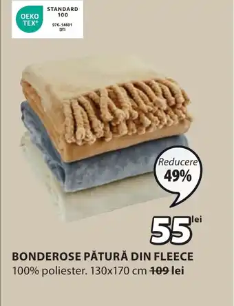 JYSK BONDEROSE PĂTURĂ DIN FLEECE Ofertă