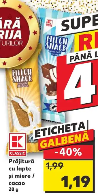 Kaufland Prăjitură cu lapte şi miere / cacao 28 g Ofertă