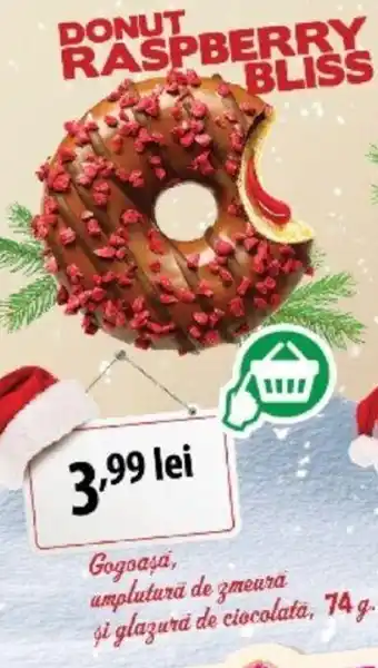 Gogoasa, umplutura de zmeura si glazura de ciocolata, 74 g.