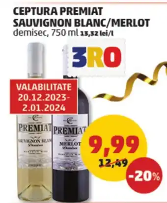 Penny CEPTURA PREMIAT SAUVIGNON BLANC/MERLOT Ofertă