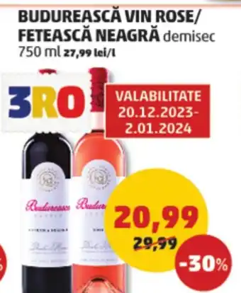 Penny BUDUREASCĂ VIN ROSE/ FETEASCĂ NEAGRĂ Ofertă