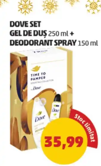 Penny DOVE SET GEL DE DUȘ 250 ml + DEODORANT SPRAY 150 ml Ofertă