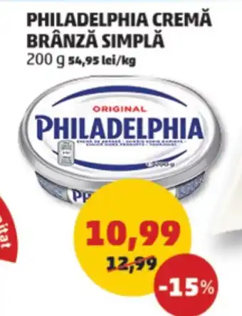 Penny PHILADELPHIA CREMĂ BRÂNZĂ SIMPLĂ 200 g Ofertă