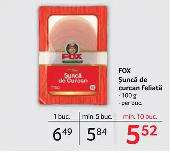 Selgros FOX Şuncă de curcan feliată Ofertă