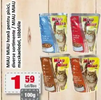 CBA MIAU MIAU hrană pentru pisici, diverse sortimente / MIAU MIAU macskaeledel, többféle Ofertă
