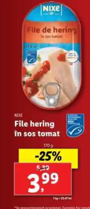 Lidl NIXE File hering în sos tomat Ofertă