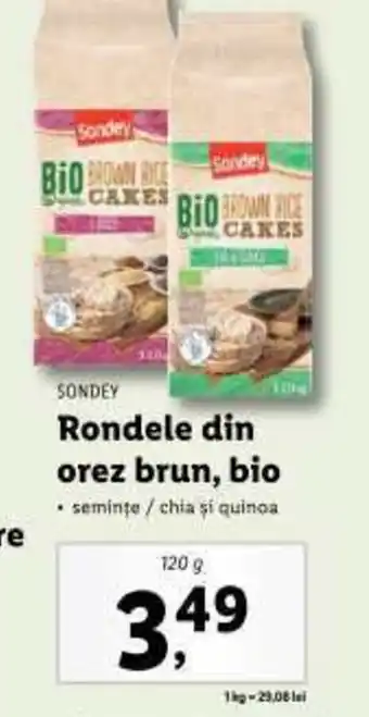 Lidl SONDEY Rondele din orez brun, bio Ofertă