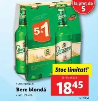 Lidl STAROPRAMEN Bere blondă Ofertă