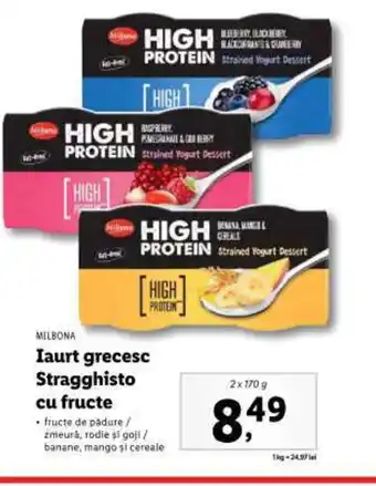 Lidl MILBONA Iaurt grecesc Stragghisto cu fructe Ofertă