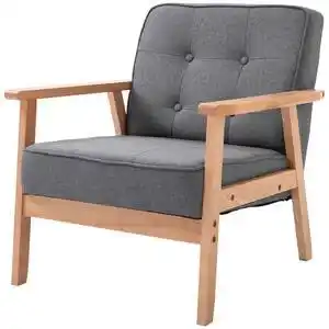 Favi Fotoliu stil nordic homcom, din lemn, 64,5x70x70cm, gri deschis | aosom ro Ofertă