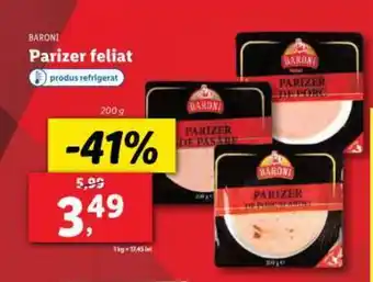 Lidl BARONI Parizer feliat Ofertă