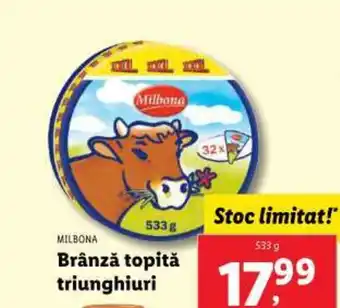 Lidl MILBONA Brânză topită triunghiuri Ofertă