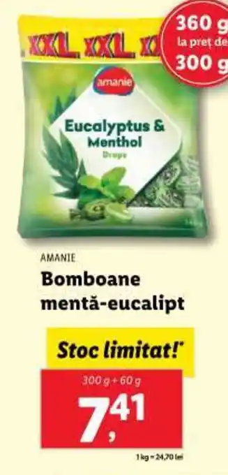 Lidl AMANIE Bomboane mentă-eucalipt Ofertă