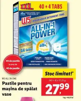 Lidl W5 ALL IN ONE Pastile pentru maşina de spălat vase Ofertă