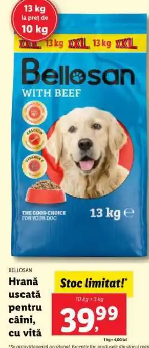 Lidl BELLOSAN Hrană uscată pentru câini, cu vită Ofertă