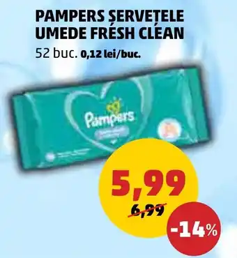 Penny PAMPERS ȘERVEȚELE UMEDE FRESH CLEAN Ofertă