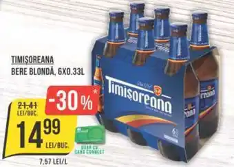 Mega Image TIMISOREANA BERE BLONDĂ, 6X0.33L Ofertă