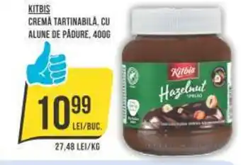 Mega Image KITBIS CREMĂ TARTINABILĂ, CU ALUNE DE PĂDURE, 400G Ofertă