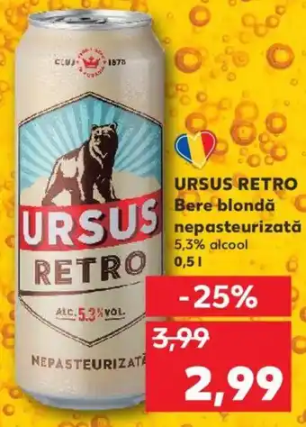 Kaufland URSUS RETRO Bere blondă nepasteurizată Ofertă