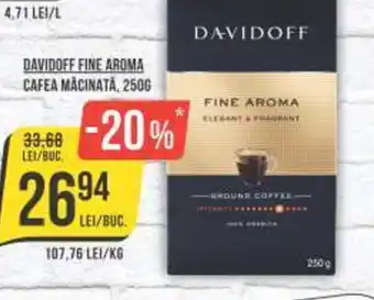 Mega Image DAVIDOFF FINE AROMA CAFEA MACINATĂ, 250G Ofertă